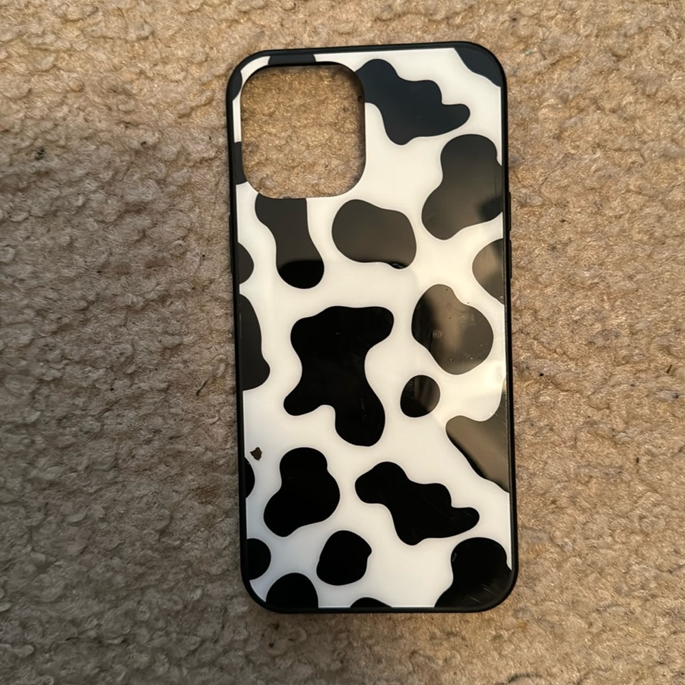 iPhone 12 Pro Max Case Cow Print Size OS Color Black White